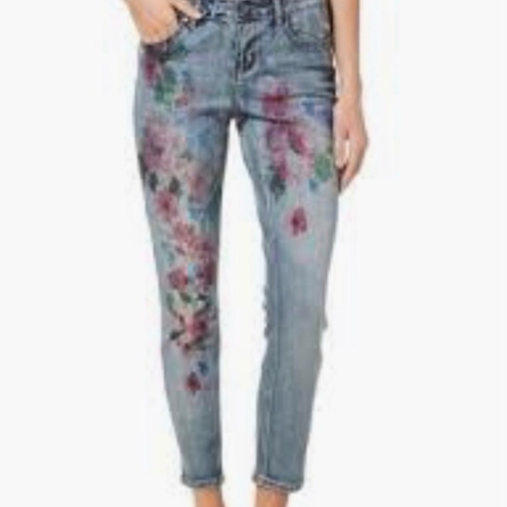 EARL Y2K Floral Design Skinny Ankle Jeans - Picture 3 of 6